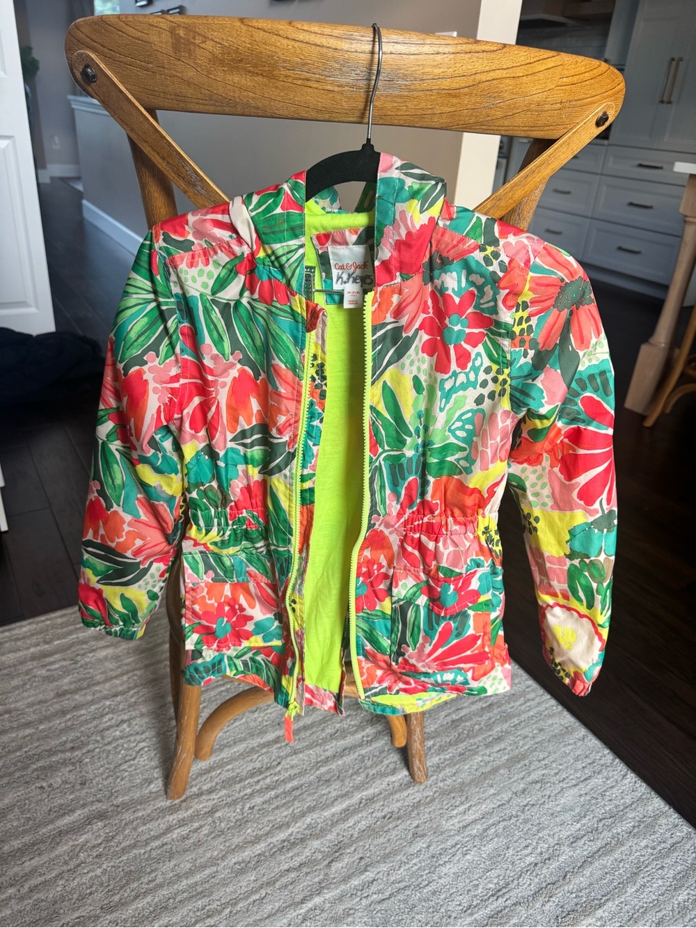 Cat & Jack Floral Lightweight Girls Jacket in Red, Green, Orange & Yellow